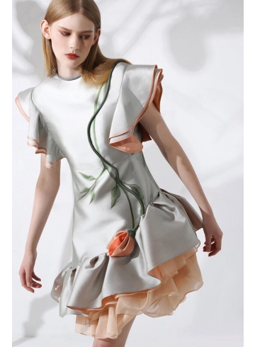 新藝術運動 Art Nouveau Collection - 印花立體花飾洋裝