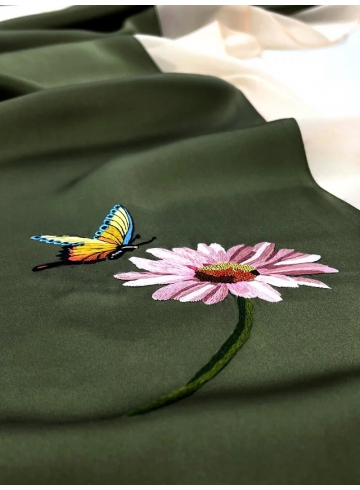 京繡蝶戀花雙色絲巾