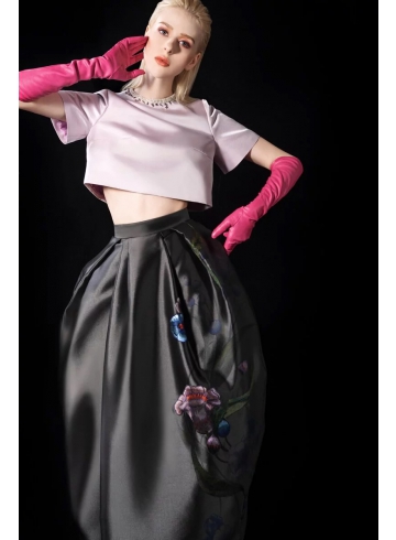 短版上衣 / 紫雲藤高腰花苞長裙含活動蓬裙