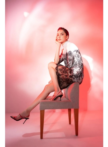 樽領蕾絲透膚洋裝