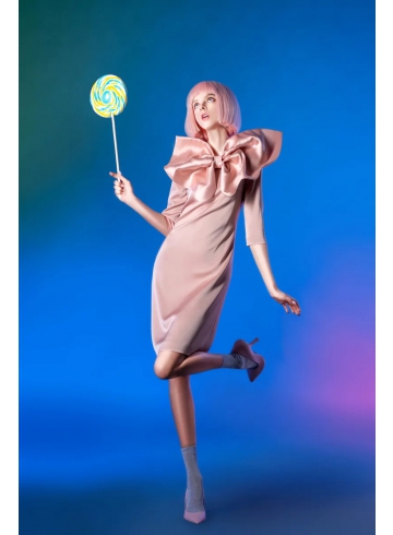 可拆式大蝴蝶結連身洋裝