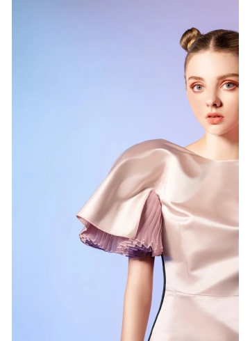 我型我塑系列 - 不對稱單袖網紗洋裝