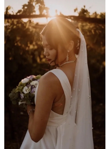 深V手工抓皺網紗禮服 by Khieng ATELIER / COUTURE