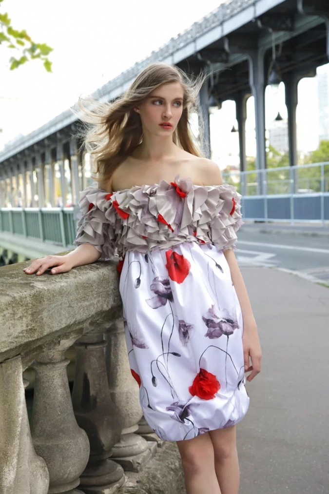 杜樂麗 Jardin des Tuileries Colle-平口花苞洋裝