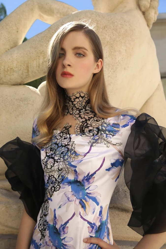 杜樂麗 Jardin des Tuileries Colle-可拆式黑袖裙長禮服